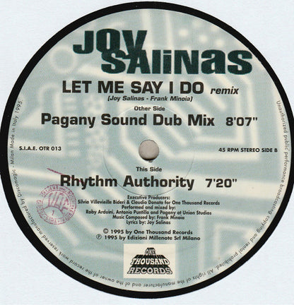 Joy Salinas : Let Me Say I Do (Remix) (12")