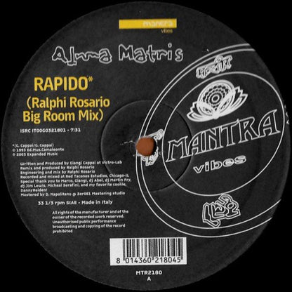 Alma Matris : Rapido (Ralphi Rosario Remixes) (12")