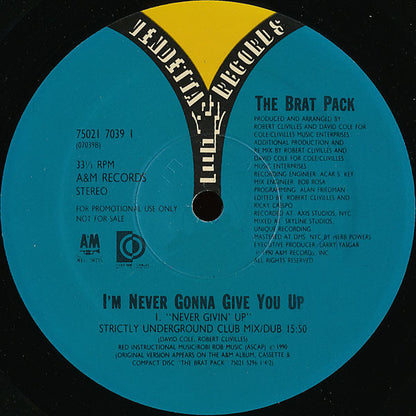 The Brat Pack : I'm Never Gonna Give You Up (12", Promo)