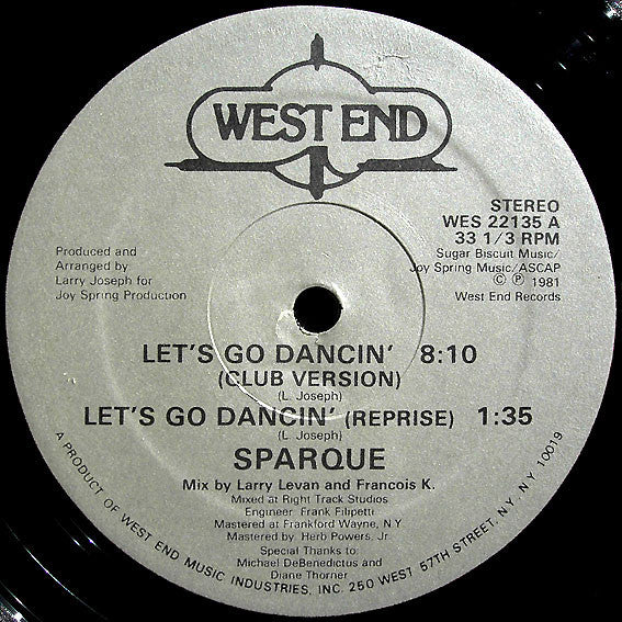 Sparque : Let's Go Dancin' (12", Single)