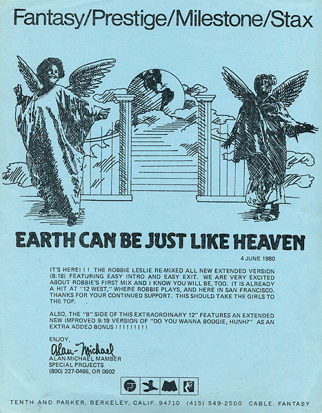 Two Tons O' Fun : Earth Can Be Just Like Heaven (12", Promo)