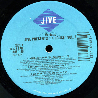 Various : Jive Presents "In House" Volume 1 (Full Length Extended Remixes) (LP, Comp)