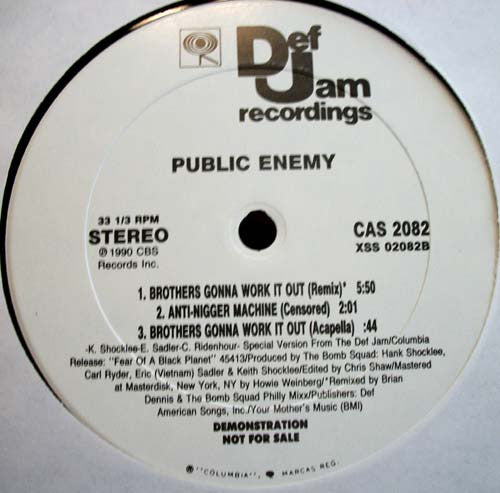 Public Enemy : Brothers Gonna Work It Out (12", Promo)