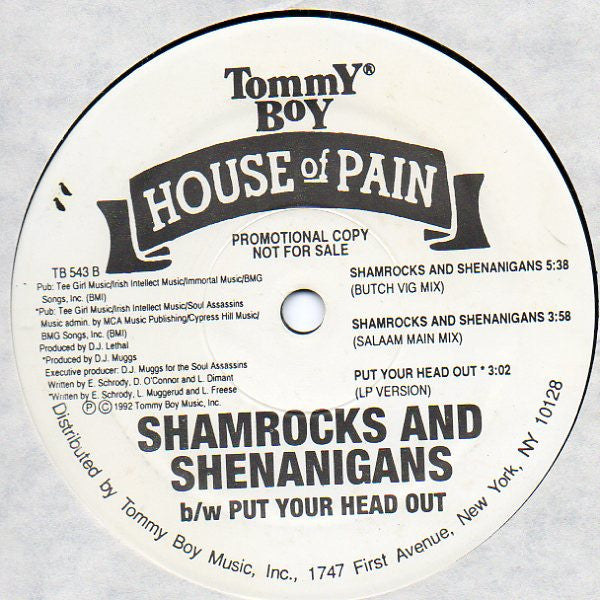 House Of Pain : Shamrocks And Shenanigans (Boom Shalock Lock Boom) (12", Promo)