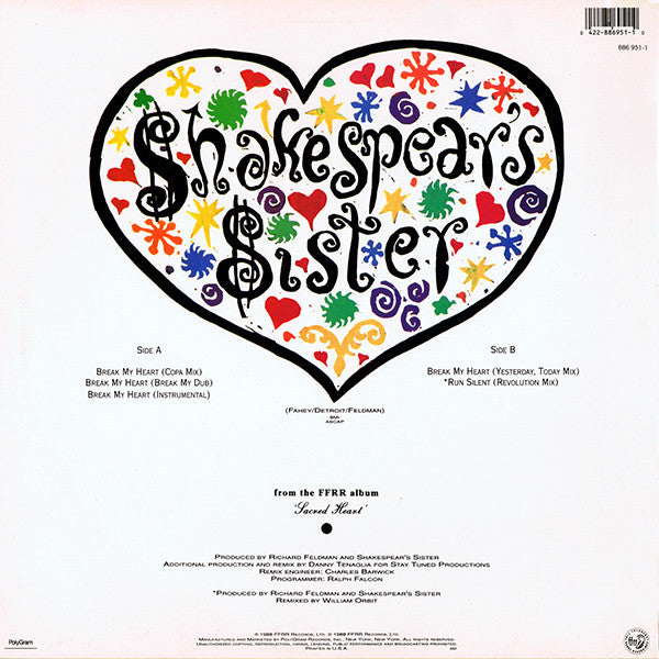 Shakespear's Sister : Break My Heart (Extended Versions) (12", Single)