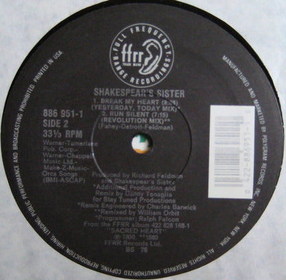 Shakespear's Sister : Break My Heart (Extended Versions) (12", Single)