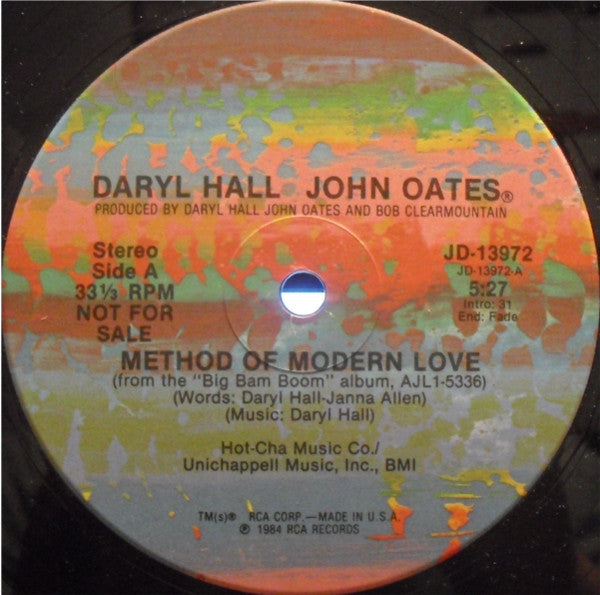Daryl Hall John Oates* : Method Of Modern Love / Bank On Your Love (12", Promo)