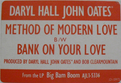 Daryl Hall John Oates* : Method Of Modern Love / Bank On Your Love (12", Promo)