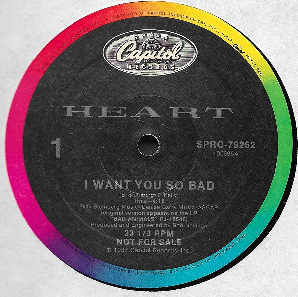 Heart : I Want You So Bad (12", Single, Promo)