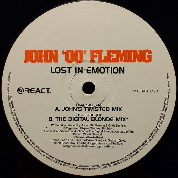 John '00' Fleming : Lost In Emotion (12")