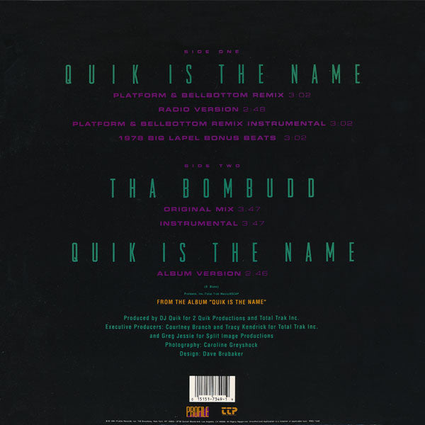 DJ Quik : Quik Is The Name / Tha Bombudd (12", Promo)