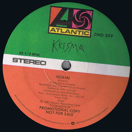 Krisma : Miami (12", Promo)
