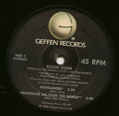 Elton John : Heartache All Over The World (Megamix) (12")