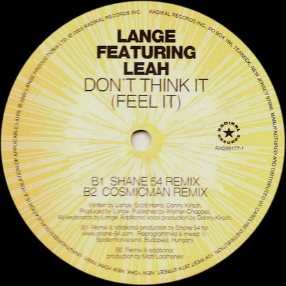 Lange Featuring Leah (2) : Don't Think It (Feel It) (12")