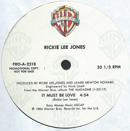 Rickie Lee Jones : It Must Be Love / Juke Box Fury (12", Single, Promo)