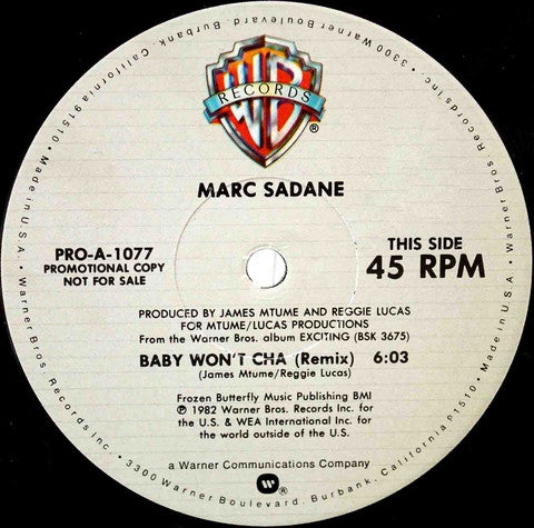 Marc Sadane / Miss Piggy : Baby Won't Cha (Remix) / Stereau Warmup / Exercise Your Rights (12", Promo)