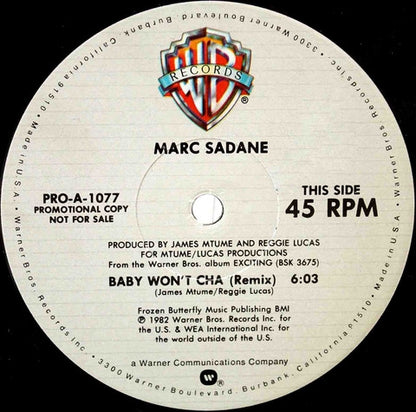 Marc Sadane / Miss Piggy : Baby Won't Cha (Remix) / Stereau Warmup / Exercise Your Rights (12", Promo)