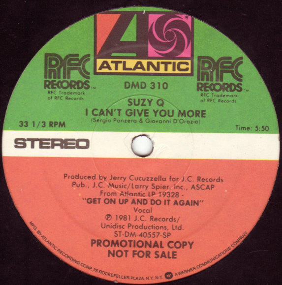 Suzy Q : I Can't Give You More / With Your Love (12", Promo)