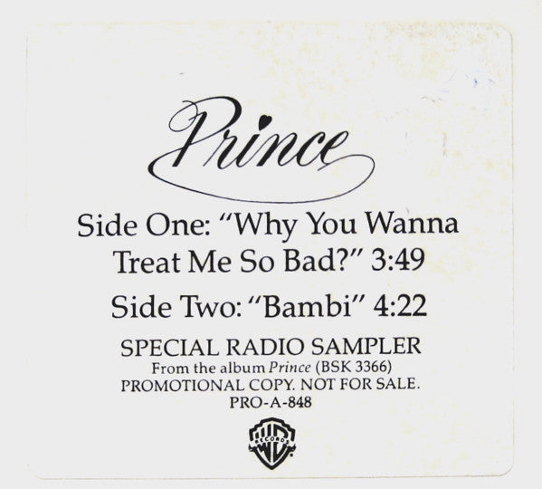 Prince : Why You Wanna Treat Me So Bad? (12", Promo, Smplr)