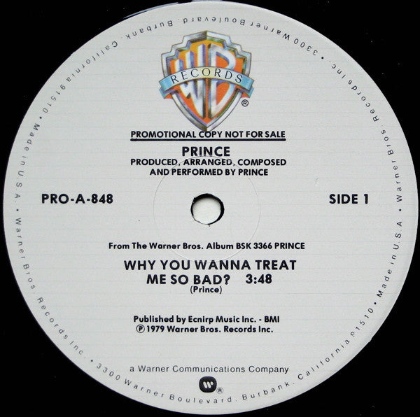 Prince : Why You Wanna Treat Me So Bad? (12", Promo, Smplr)