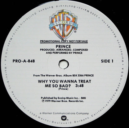 Prince : Why You Wanna Treat Me So Bad? (12", Promo, Smplr)