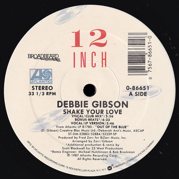 Debbie Gibson : Shake Your Love (12", Single, Gen)