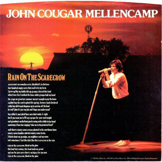John Cougar Mellencamp : Rain On The Scarecrow (7", Single, 49)