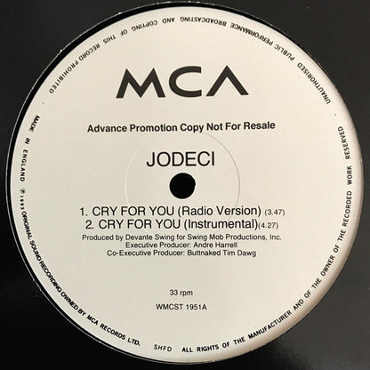 Jodeci : Cry For You (12", Promo)