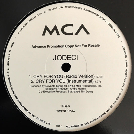 Jodeci : Cry For You (12", Promo)