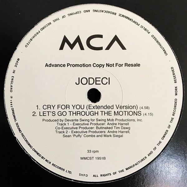 Jodeci : Cry For You (12", Promo)