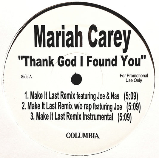 Mariah Carey : Thank God I Found You (Remixes) (12", Promo)