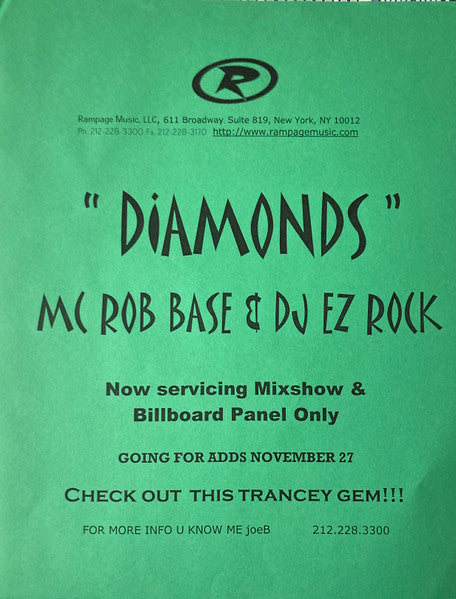 Rob Base & DJ E-Z Rock : Diamonds (12", W/Lbl)