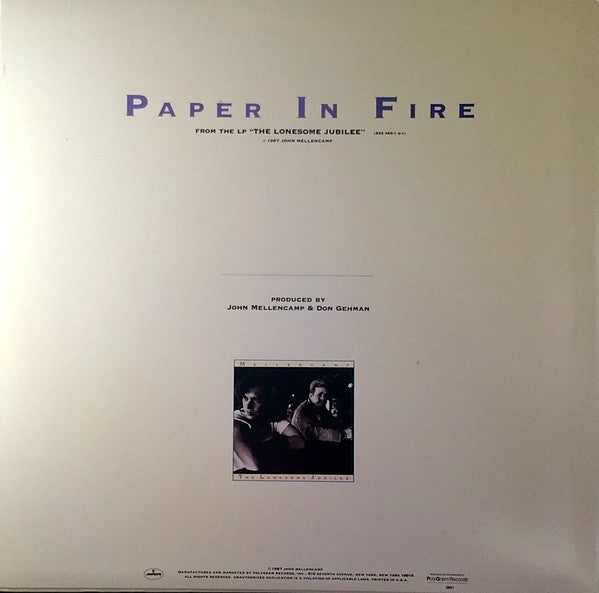 John Cougar Mellencamp : Paper In Fire (12", Promo)