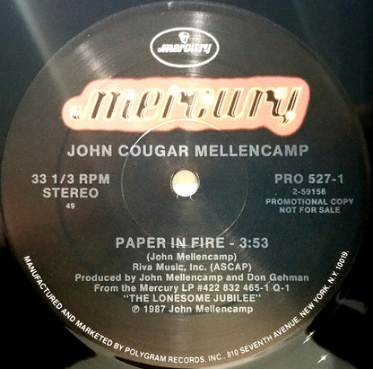 John Cougar Mellencamp : Paper In Fire (12", Promo)