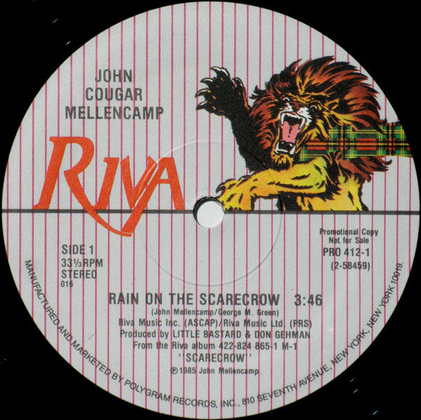 John Cougar Mellencamp : Rain On The Scarecrow (12", Promo)