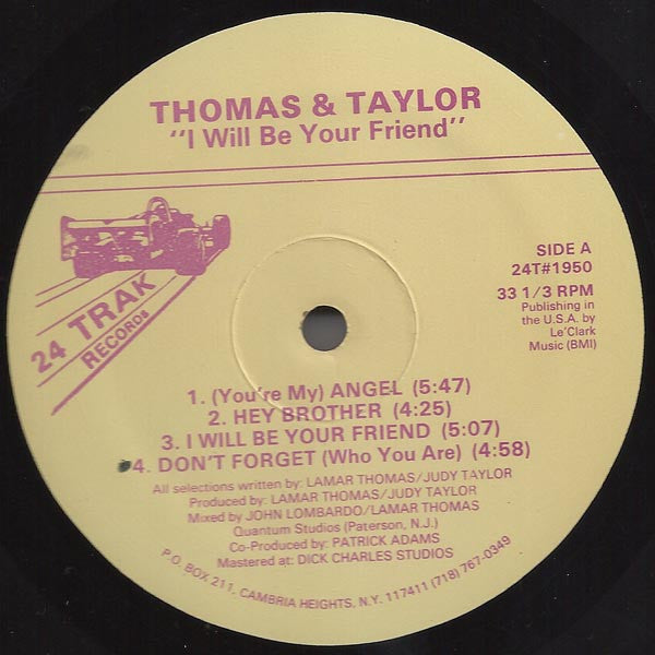 Thomas & Taylor : I Will Be Your Friend (LP, Album)