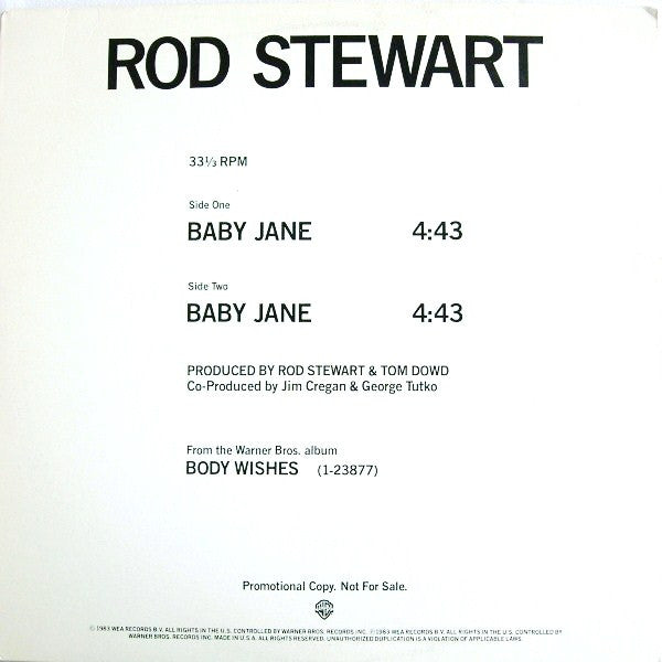 Rod Stewart : Baby Jane (12", Promo)