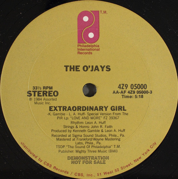The O'Jays : Extraordinary Girl (12", Promo)