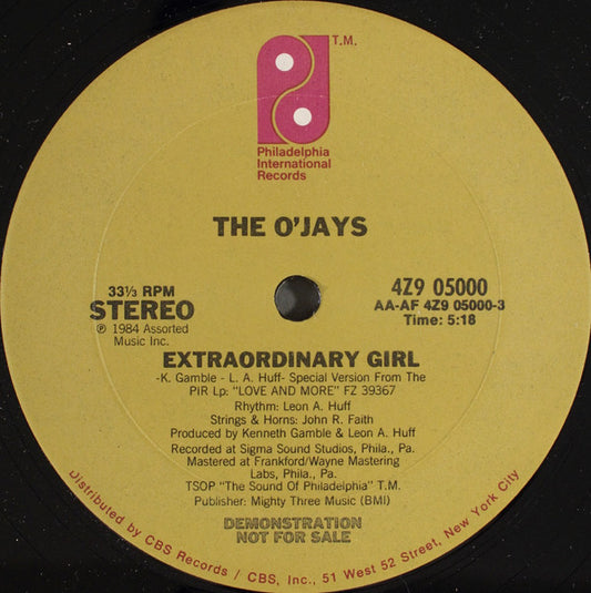 The O'Jays : Extraordinary Girl (12", Promo)