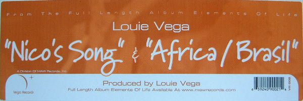 Louie Vega : Nico's Song / Africa / Brasil (12")