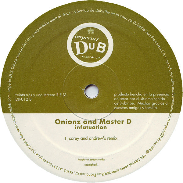 Onionz And Master D* : Infatuation (12")