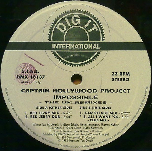 Captain Hollywood Project : Impossible - The UK Remixes (12")
