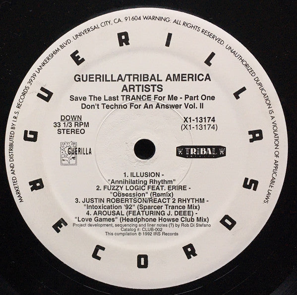 Various : Don't Techno For An Answer Vol. II (Save The Last Trance For Me) (Part One) (LP, Ltd, Smplr)