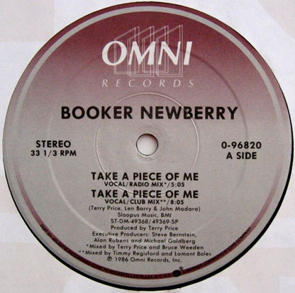 Booker Newberry* : Take A Piece Of Me (12", Single)