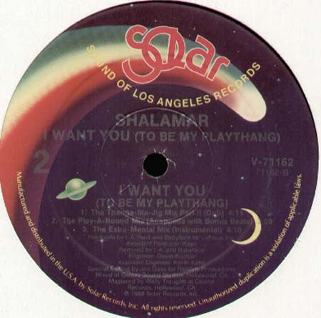 Shalamar : I Want You (To Be My Playthang) (12", Single)