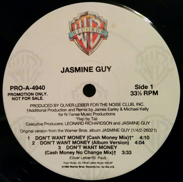 Jasmine Guy : Don't Want Money (12", Promo)