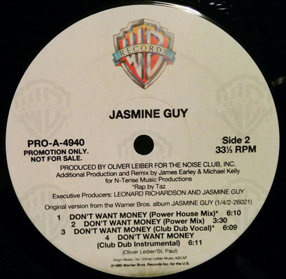 Jasmine Guy : Don't Want Money (12", Promo)