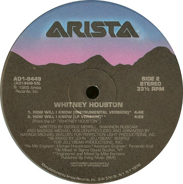 Whitney* : How Will I Know (12", Single, Ind)