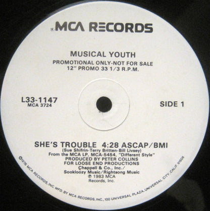 Musical Youth : She's Trouble / Incommunicado (12", Promo)