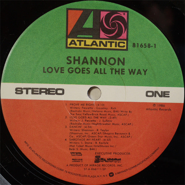 Shannon : Love Goes All The Way (LP, Album, SP)